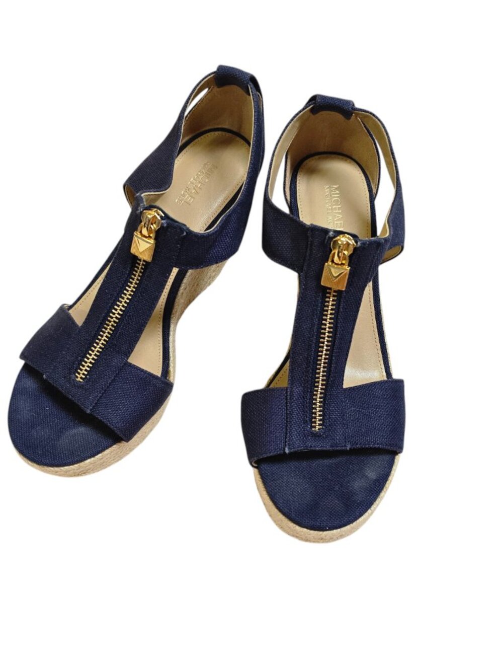 Michael Kors Navy Blue Espadrille Zipper Front Platform Shoes 8M - Picture 6 of 6
